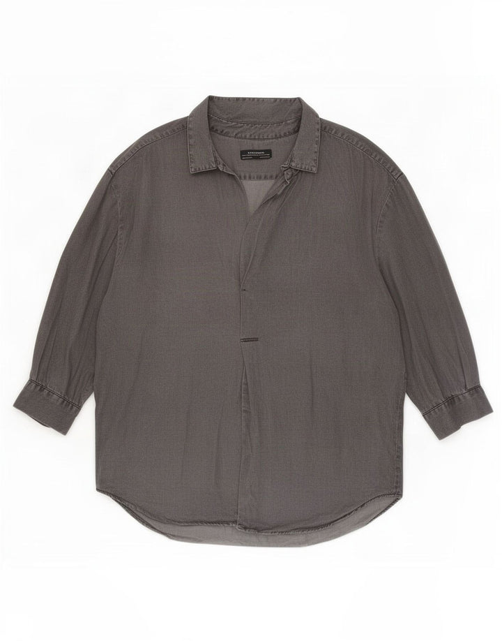 Maglia pullover oversize con maniche a 3/4 Zara da donna UK 16 Large Lyocell grigio