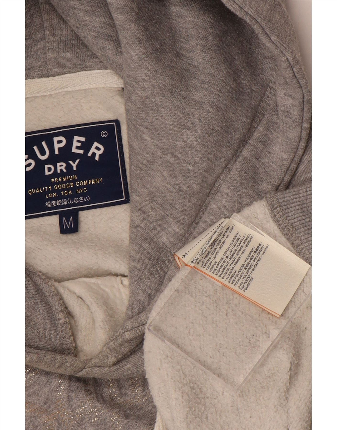 Maglione con cappuccio grafico da donna SUPERDRY UK 14 Cotone grigio medio