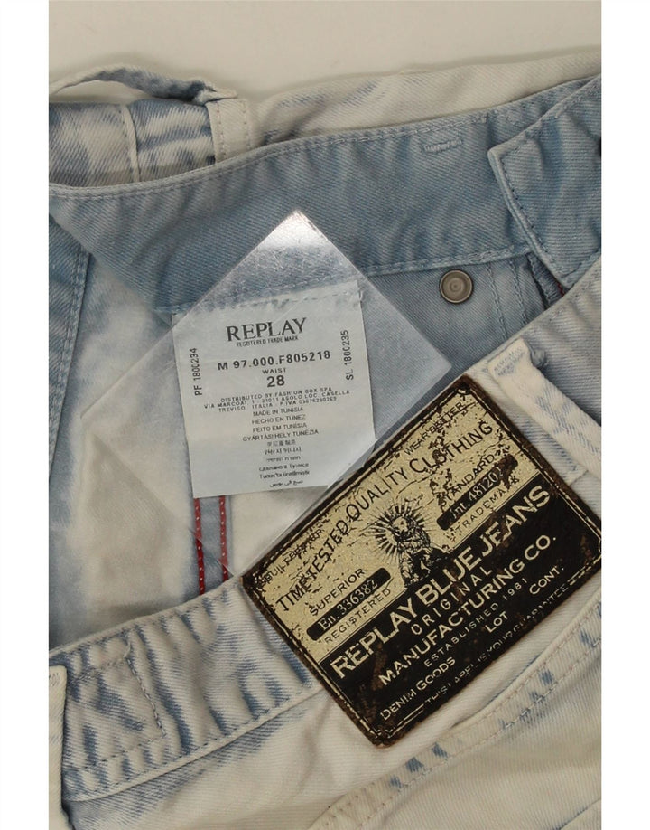 Replay Bermuda da uomo in denim lavaggio acido W28 cotone blu medio