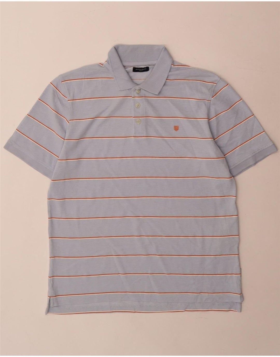 Polo da uomo Jack & Jones in cotone a righe blu medio
