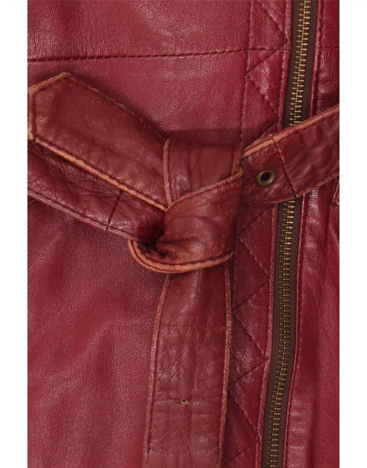 Giacca da motociclista in pelle oversize da donna vintage EU 38 Borgogna media