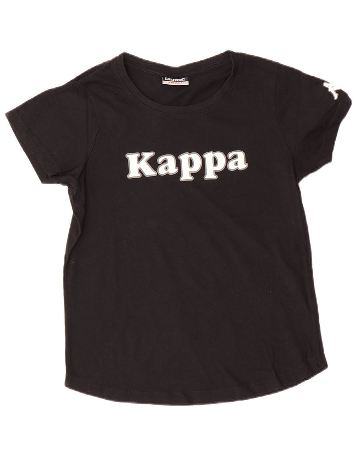 T-shirt grafica da donna KAPPA Top UK 10 piccola in cotone nero