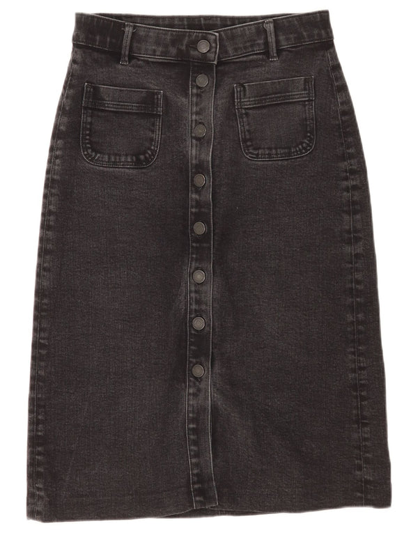 Gonna in denim da donna Marks & Spencer UK 10 piccola W27 cotone nero