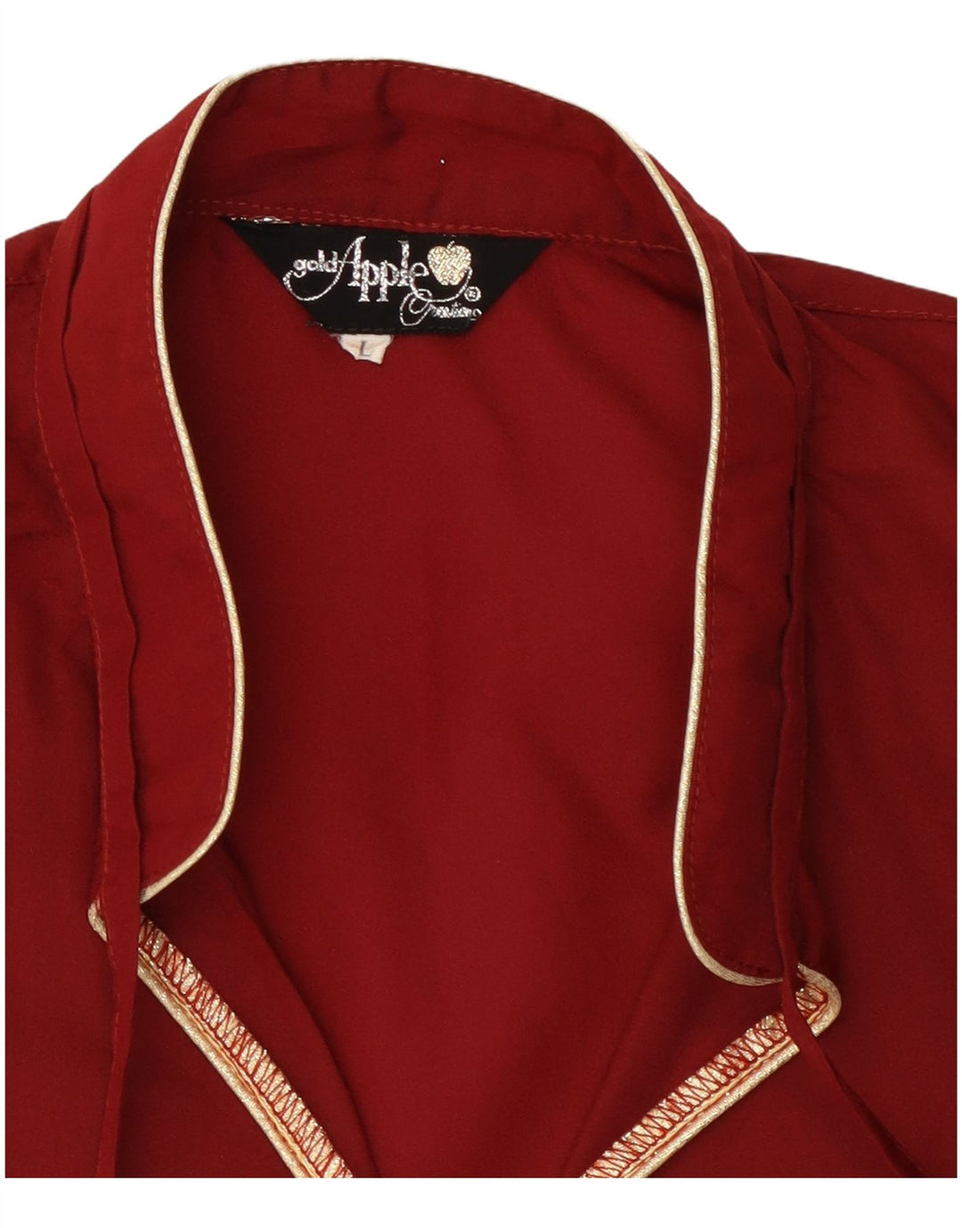 Top camicetta a maniche lunghe da donna vintage UK 16 grande poliestere bordeaux