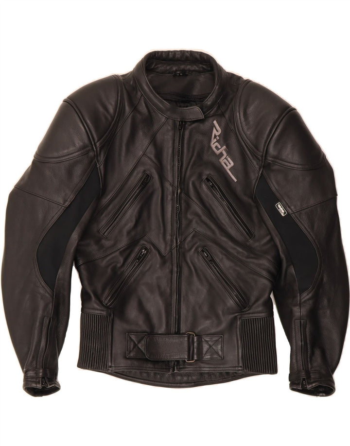 RICHA Womens Moto Racer Leather Jacket UK 12 Medium Black Leather Vintage Richa and Second-Hand Richa from Messina Hembry 