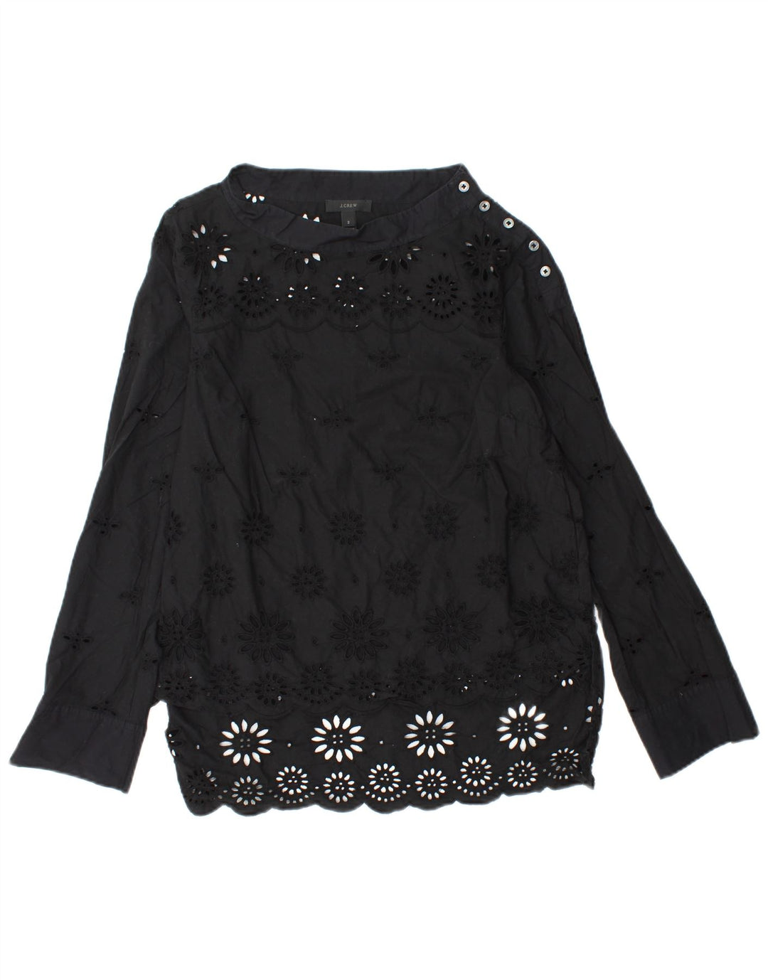 J. CREW Camicetta a maniche lunghe da donna Top US 2 XS Cotone floreale nero