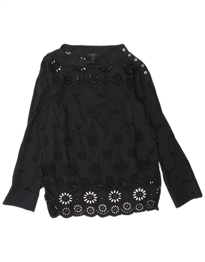 J. CREW Camicetta a maniche lunghe da donna Top US 2 XS Cotone floreale nero