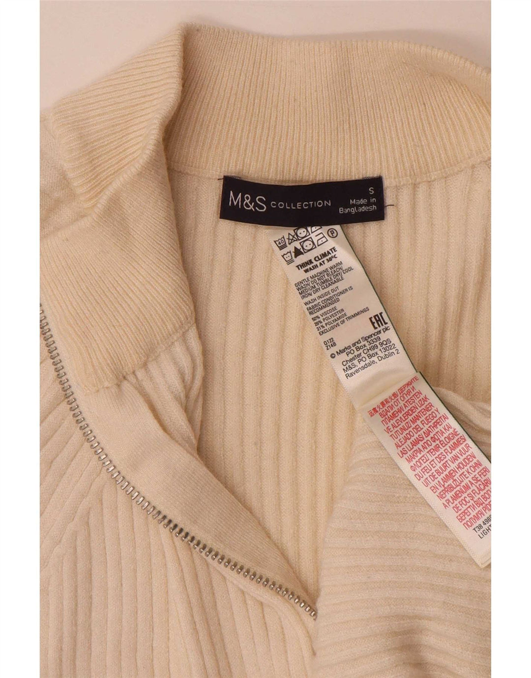 Maglione oversize con collo con zip Marks & Spencer da donna UK 10 piccolo Beige