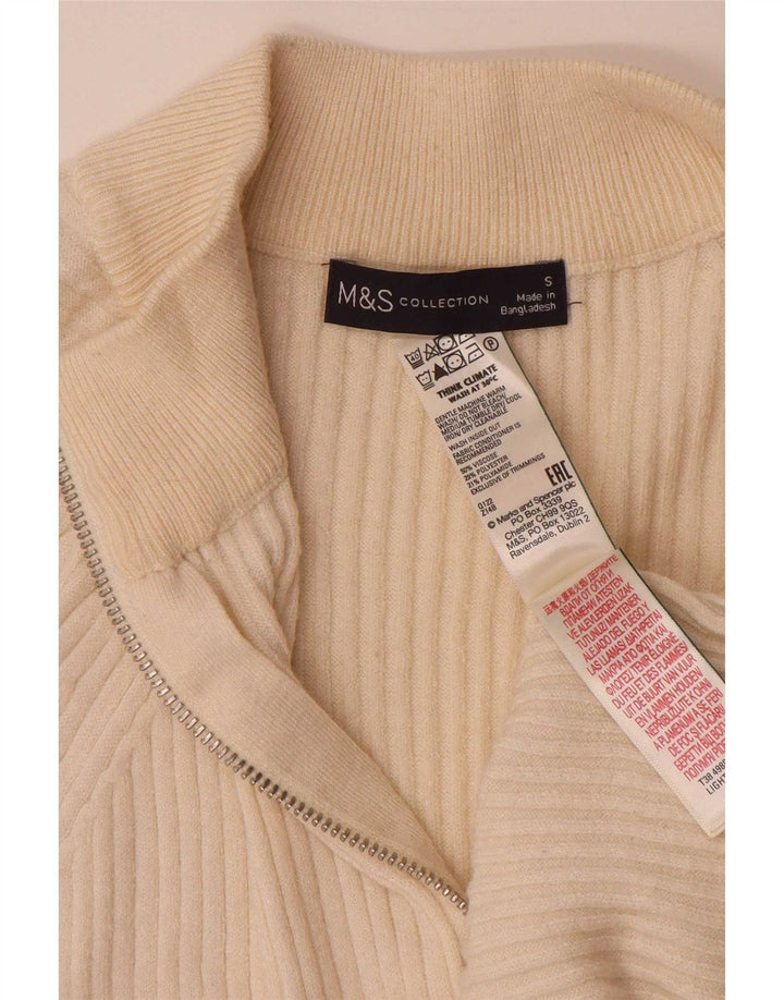 Maglione oversize con collo con zip Marks & Spencer da donna UK 10 piccolo Beige