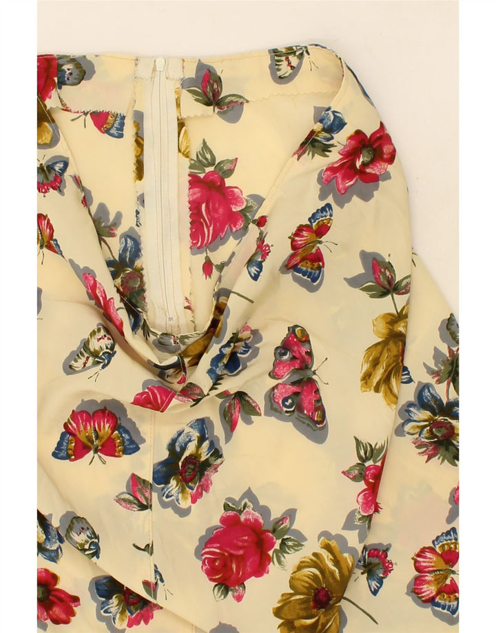 VINTAGE Womens A-Line Skirt W30 Medium Beige Floral Vintage Vintage and Second-Hand Vintage from Messina Hembry 
