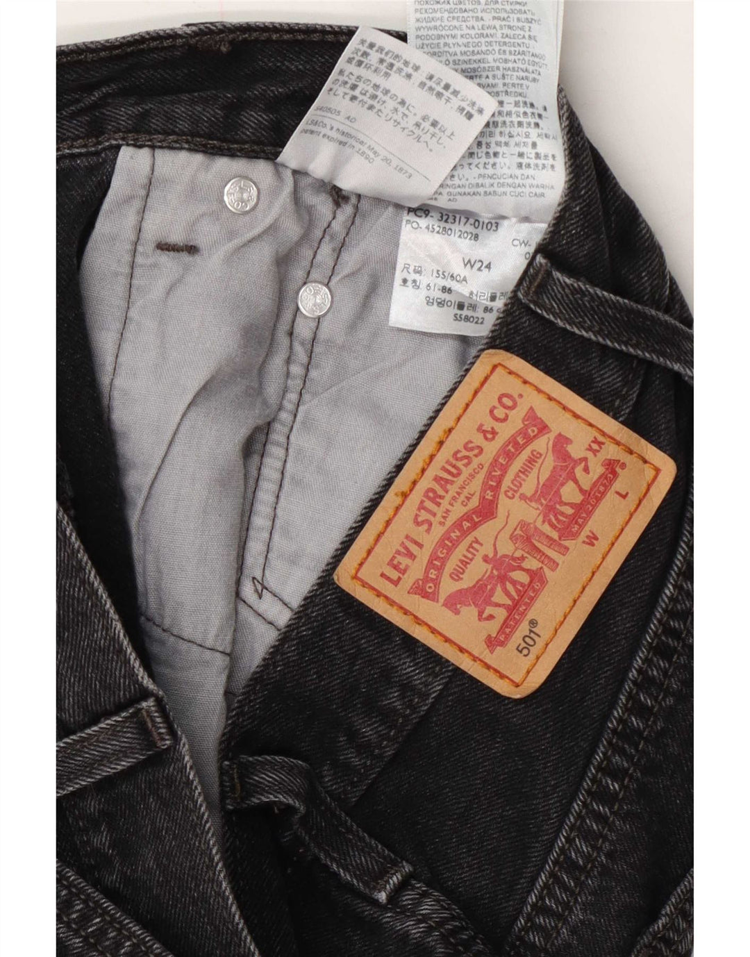 Pantaloncini di jeans Levi's 501 da donna W24 XS in cotone grigio