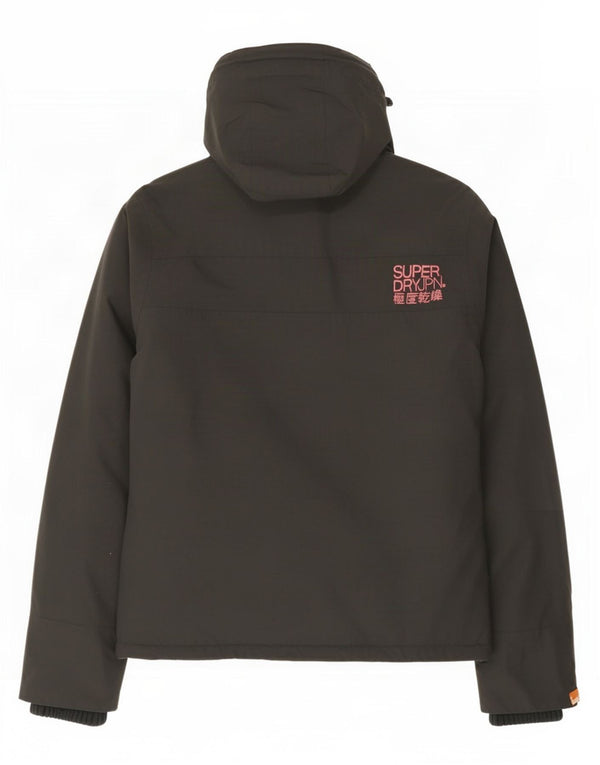 Giacca a vento con cappuccio da donna Superdry UK 14 Nylon grigio medio