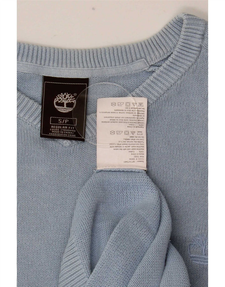 Timberland Maglione da uomo con scollo a V vestibilità regolare piccolo cotone blu