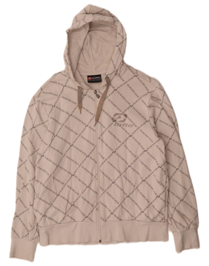 Maglione con cappuccio e zip grafica da uomo LOTTO in cotone bianco medio