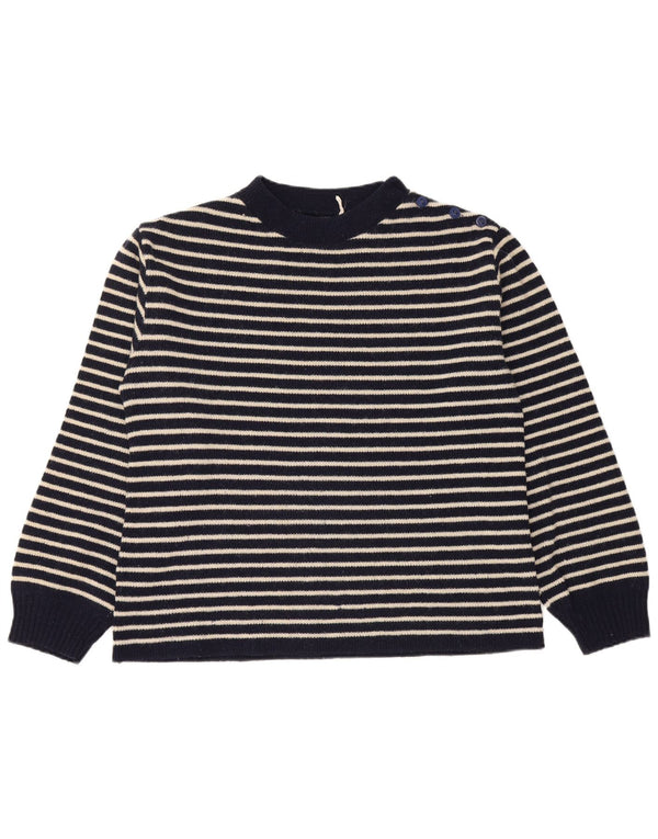 Maglione da donna vintage con collo a bottoni, UK 14, medio, blu navy, nautico