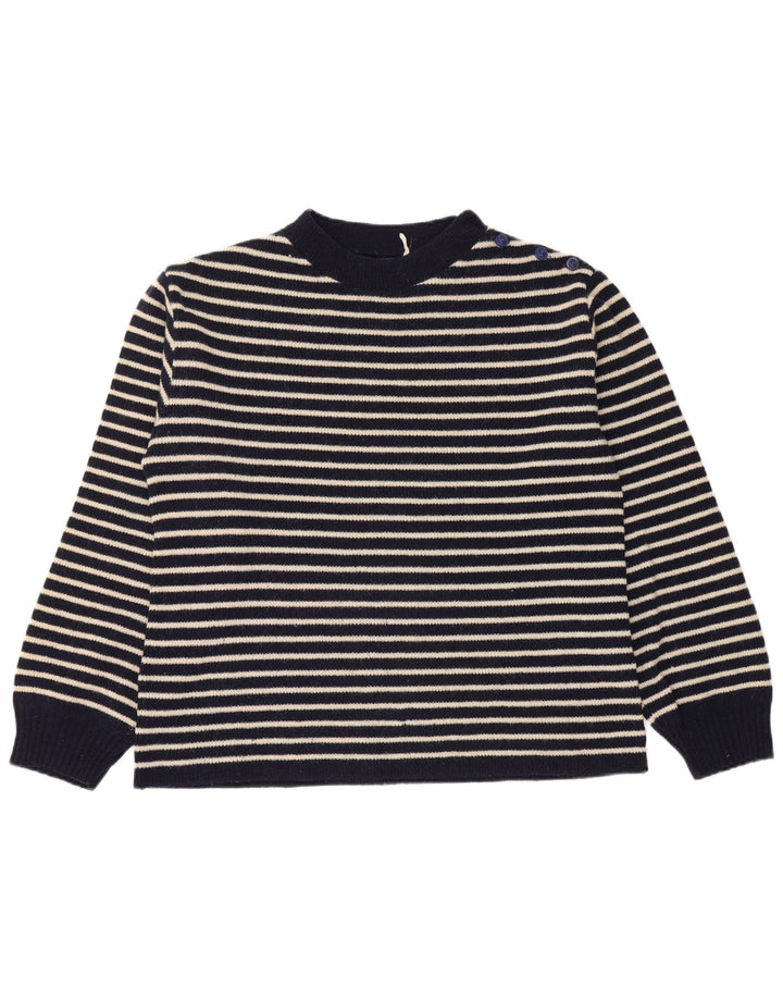 Maglione da donna vintage con collo a bottoni, UK 14, medio, blu navy, nautico