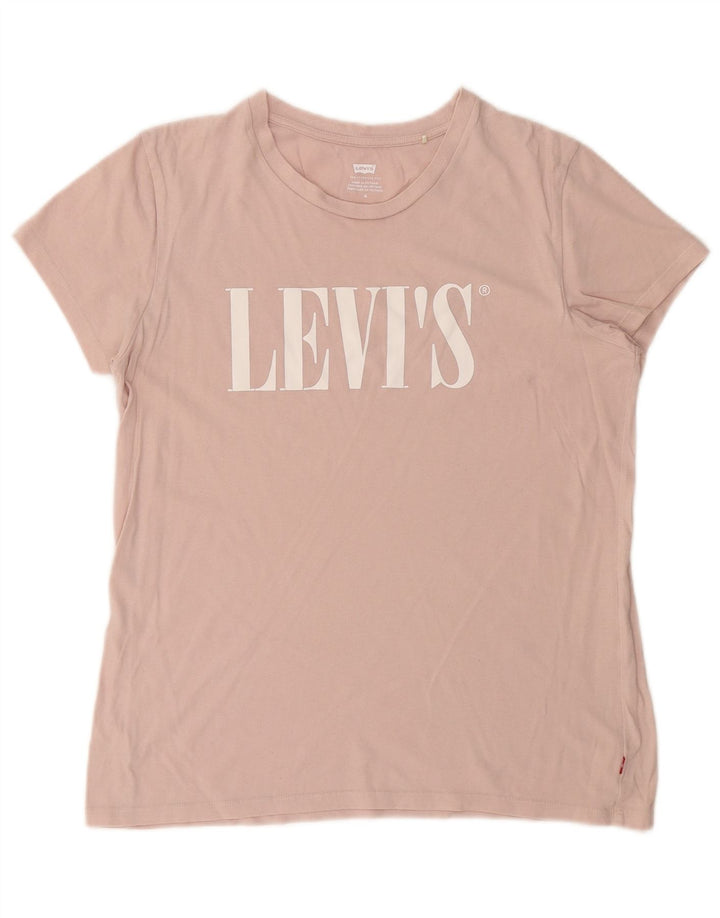 LEVI'S Womens Graphic T-Shirt Top UK 14 Medium Pink