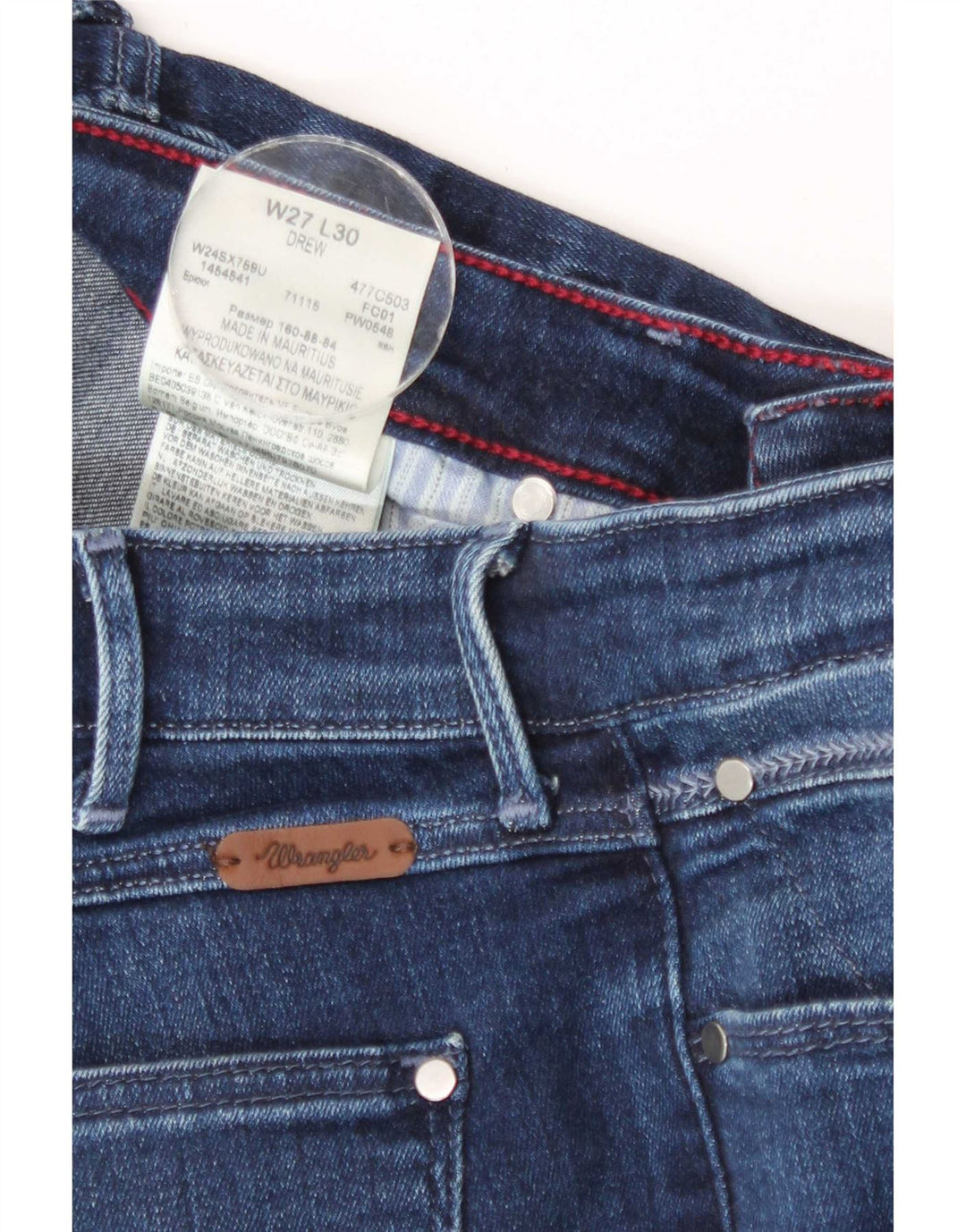 Jeans dritti slim Drew da donna Wrangler W27 L30 cotone blu