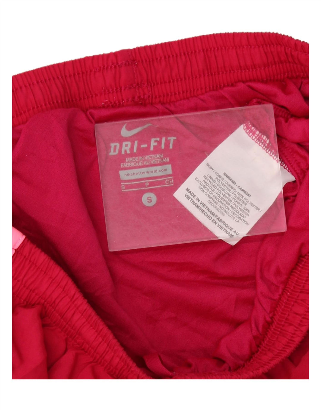 Pantaloncini sportivi NIKE da donna Dri Fit UK 10 piccoli in poliestere color block rosso