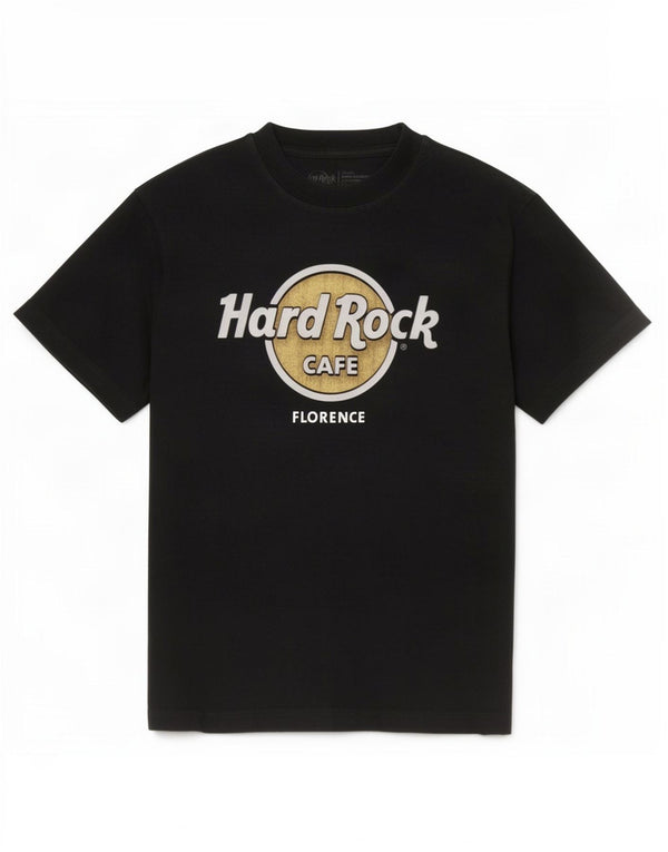 T-shirt grafica da donna Firenze Hard Rock Cafe UK 10 piccola in cotone nero
