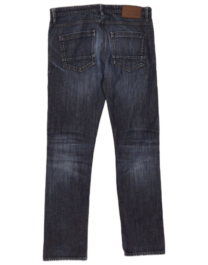 Jeans dritti da uomo Hugo Boss W33 L32 cotone blu navy