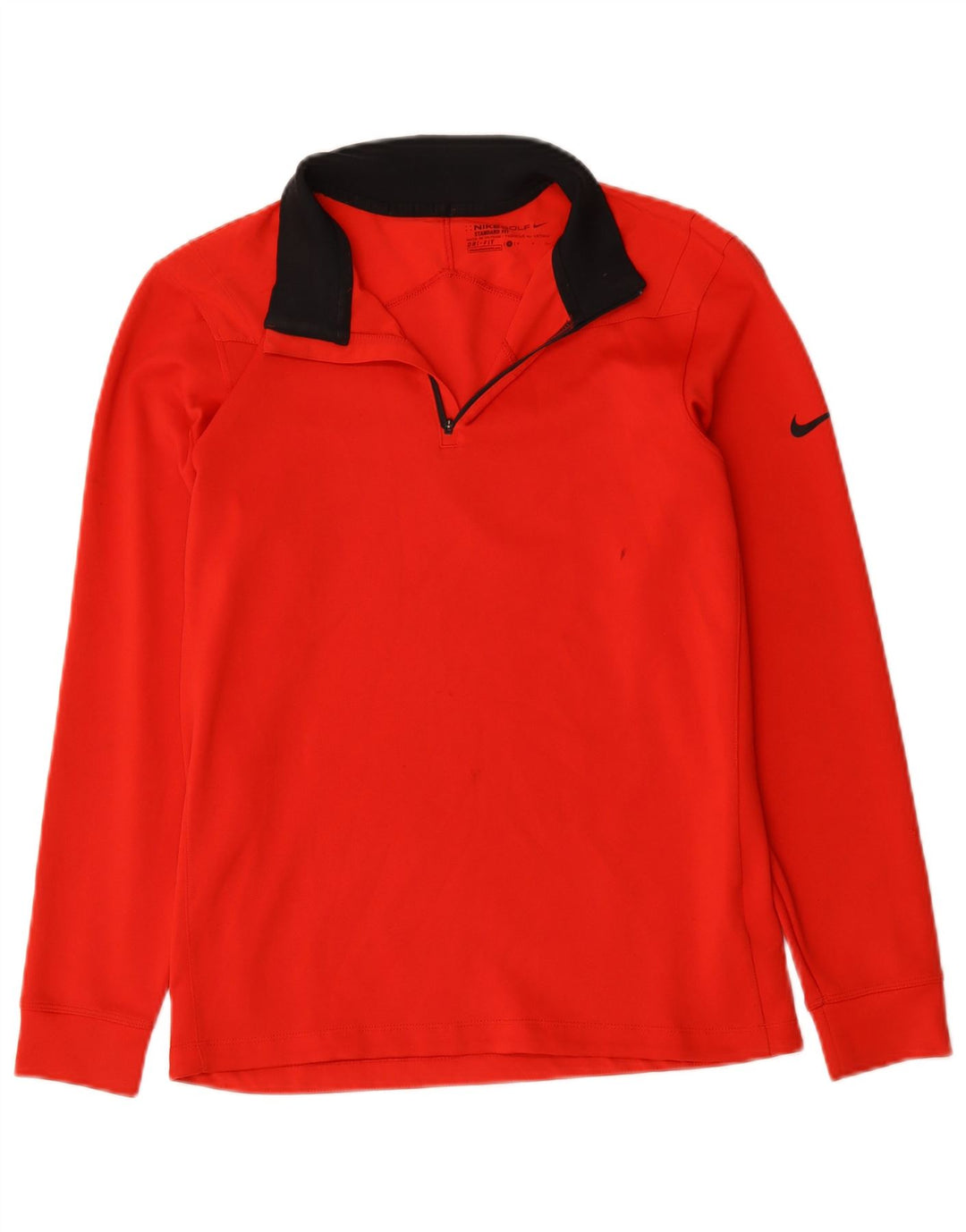 Nike Uomo Dri Fit Top con Zip al Collo Manica Lunga Piccolo Rosso Poliestere