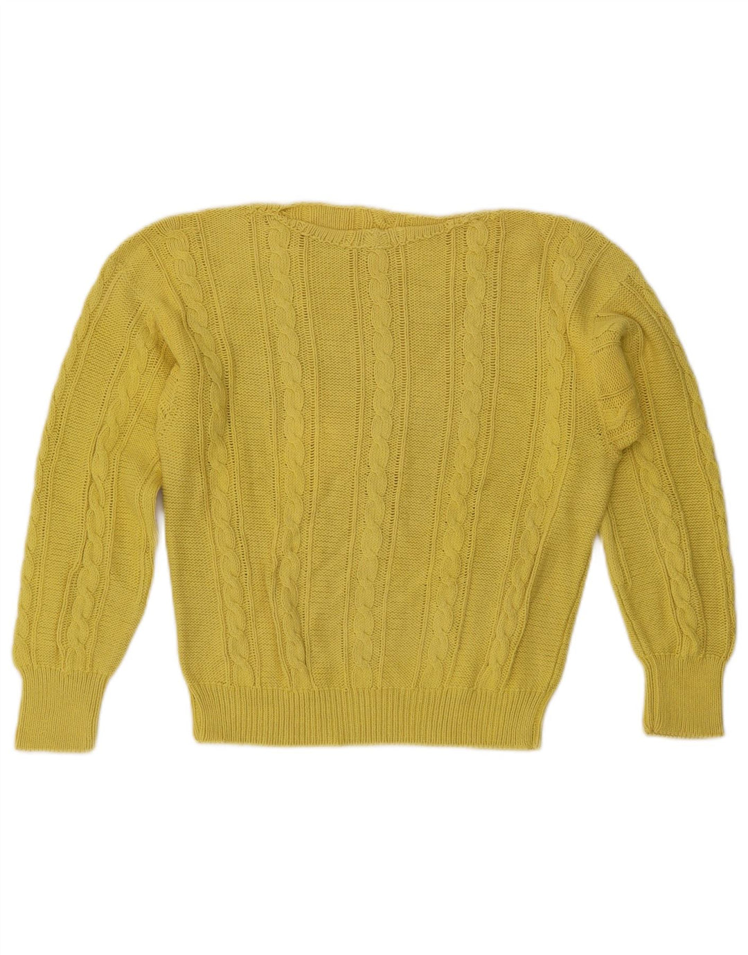Maglione maglione con scollo a barca da donna VINTAGE UK 14 Giallo medio