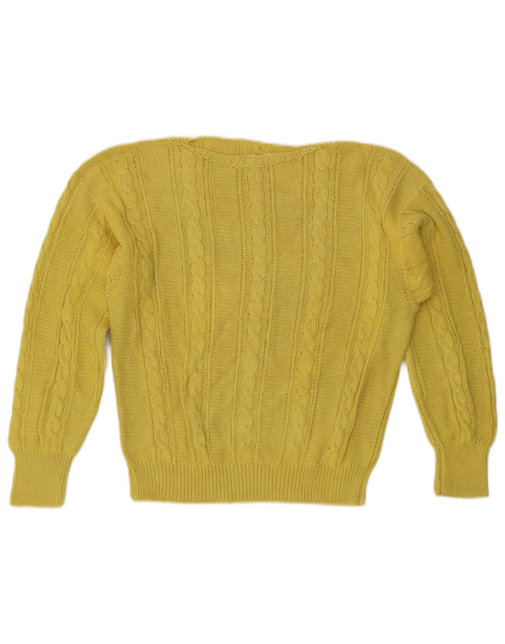 Maglione maglione con scollo a barca da donna VINTAGE UK 14 Giallo medio