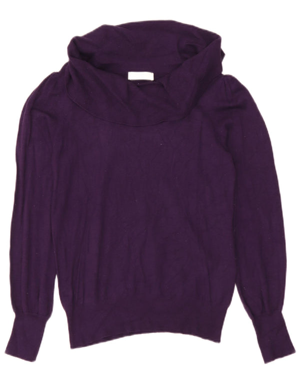 Maglione maglione a collo alto da donna Marks & Spencer UK 12 Viscosa viola medio