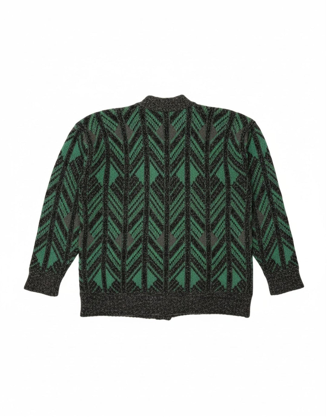 VINTAGE Mens Cardigan Sweater Large Green Chevron