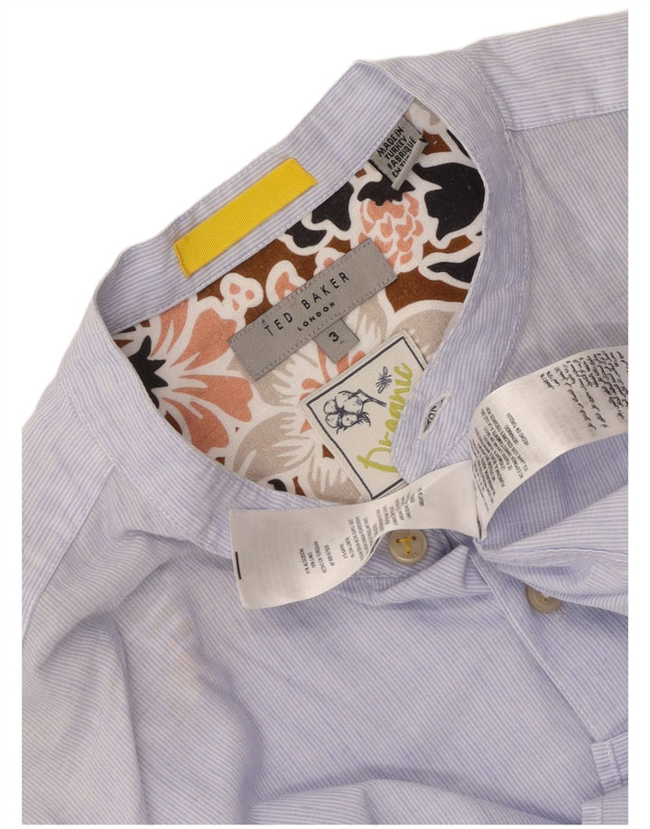 Camicia da uomo Ted Baker taglia 3 cotone gessato blu medio