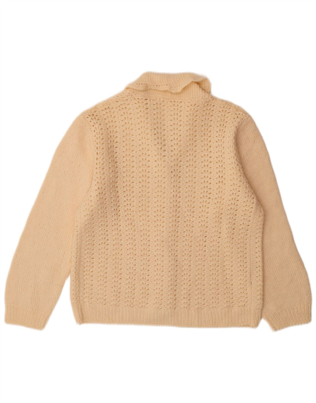 Maglione cardigan da donna vintage UK 16 grande beige