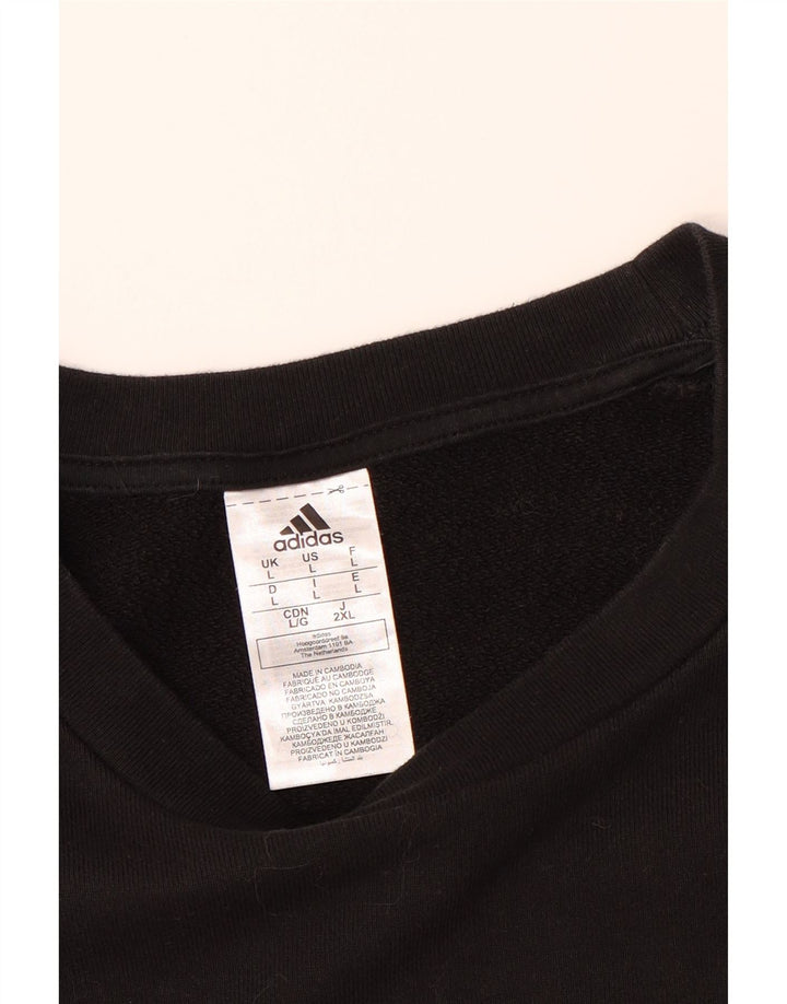 ADIDAS Mens Graphic Sweatshirt Jumper Large Black Cotton Vintage Adidas and Second-Hand Adidas from Messina Hembry 