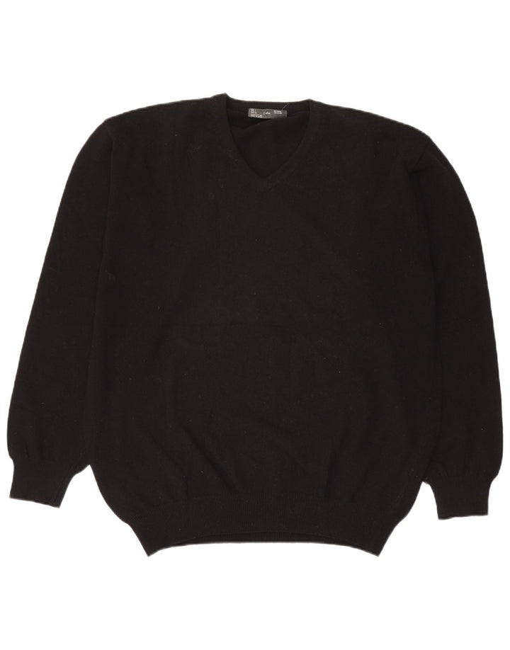 Maglione Zara da uomo con scollo a V grande in lana nera