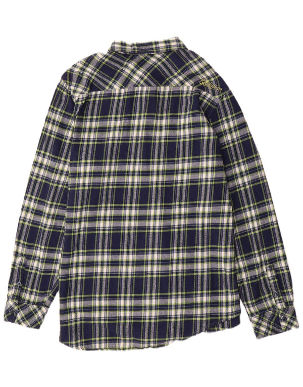 QUIKSILVER Camicia da uomo in flanella XL in cotone a quadri blu navy