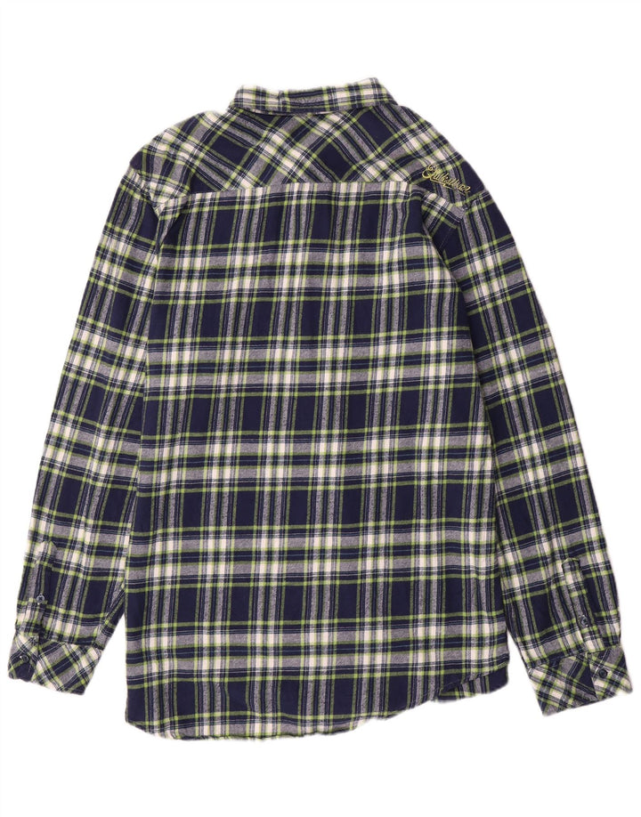QUIKSILVER Camicia da uomo in flanella XL in cotone a quadri blu navy