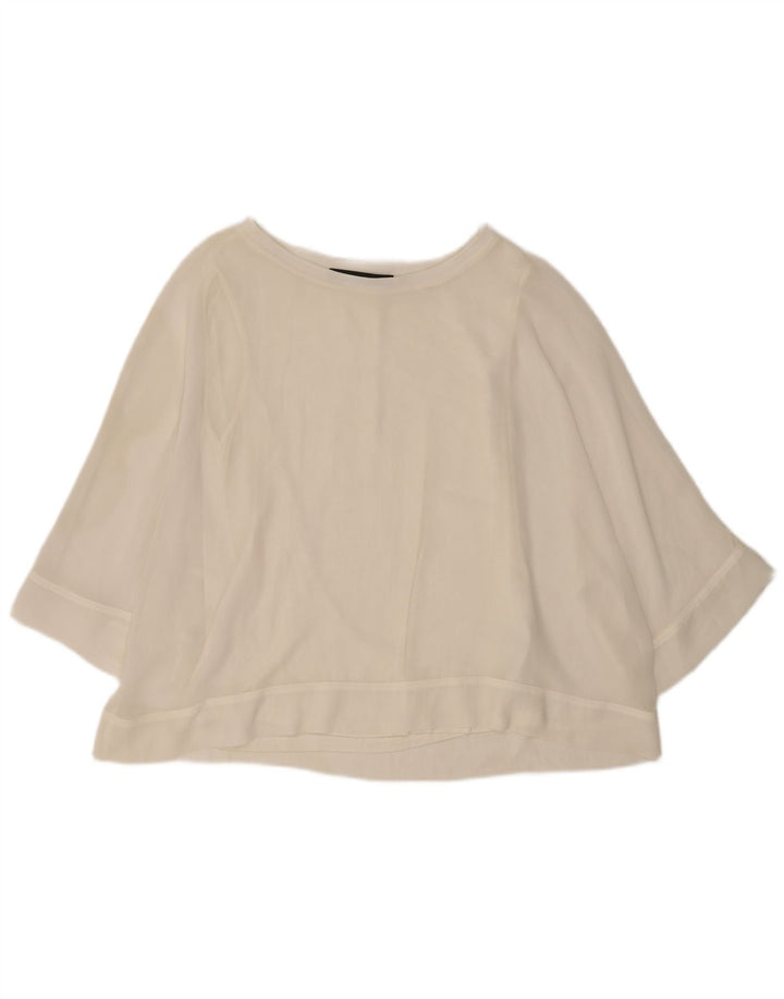 Top Zara da donna con maniche a 3/4, UK 14, poliestere bianco medio