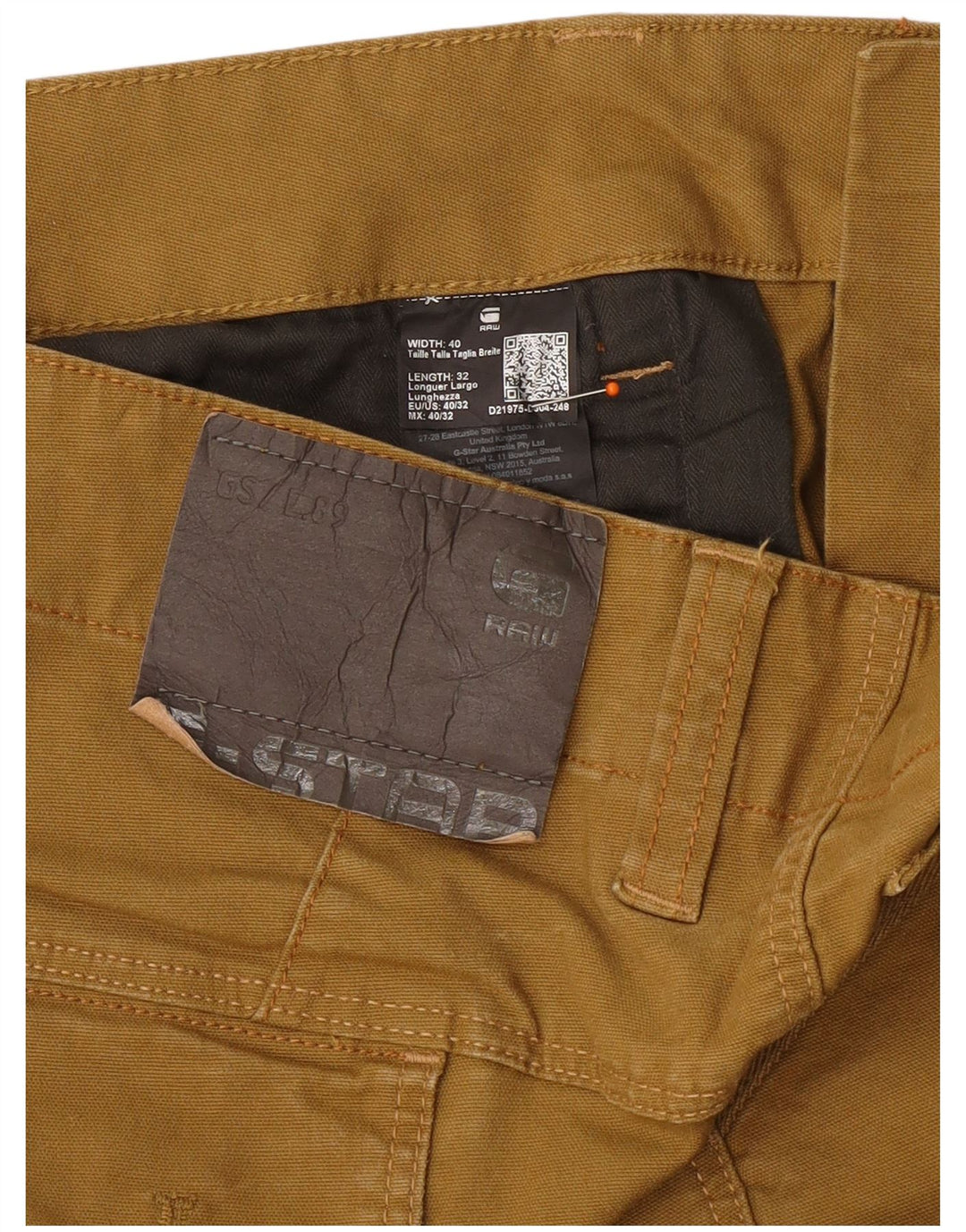 Pantaloni cargo affusolati da uomo G-STAR W40 L28 cotone giallo