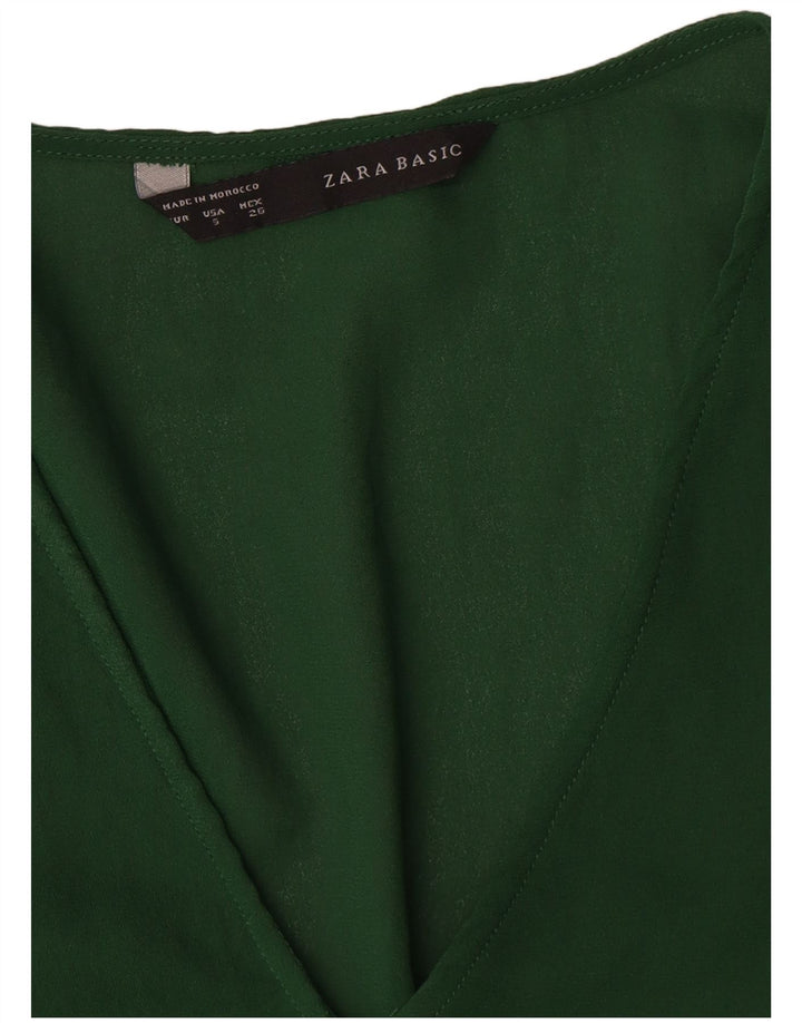 Camicetta a maniche lunghe da donna Zara UK 10 piccola verde