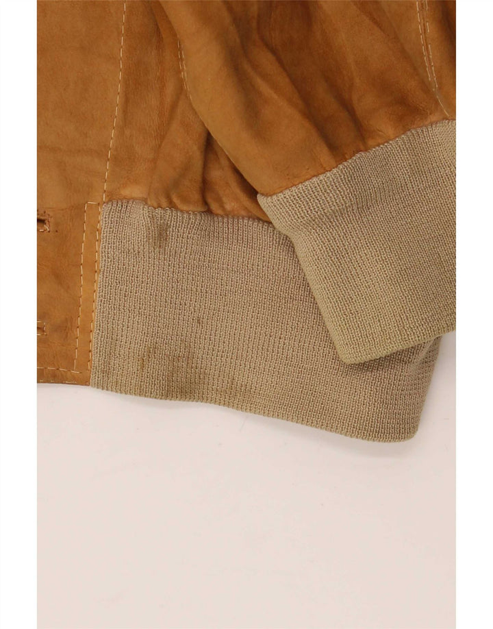 Giubbotto bomber in pelle scamosciata vintage da uomo UK 38 Marrone medio