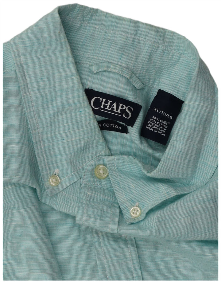 Camicia a maniche corte da uomo Chaps XL in lino turchese