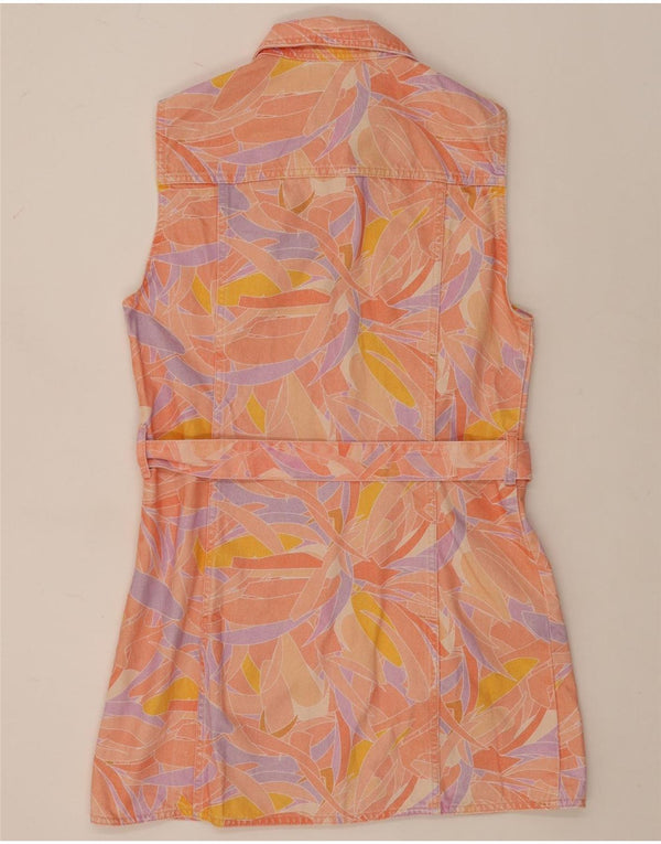 Abito camicia di jeans senza maniche da donna Zara UK 14 grande rosa floreale