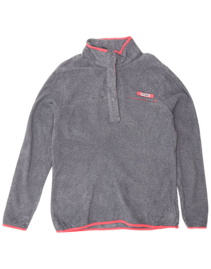 Maglione in pile Columbia da donna con collo a bottoni UK 18 XL poliestere grigio