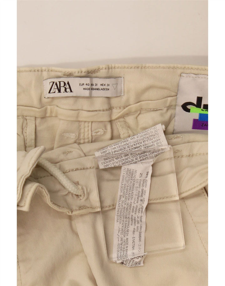 Pantaloni cargo dritti da uomo ZARA EU 40 medio W31 L27 cotone beige