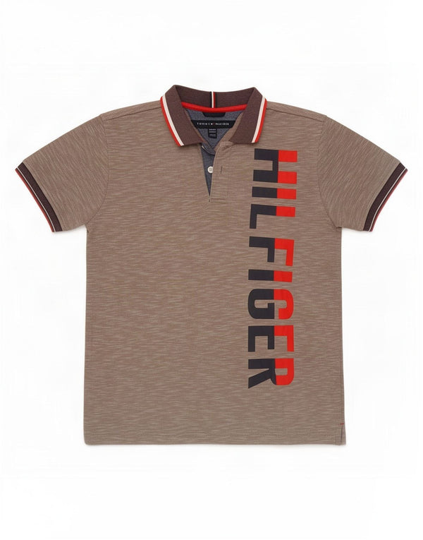 Polo grafica per ragazzi Tommy Hilfiger 12-13 anni grigio medio chiazzato
