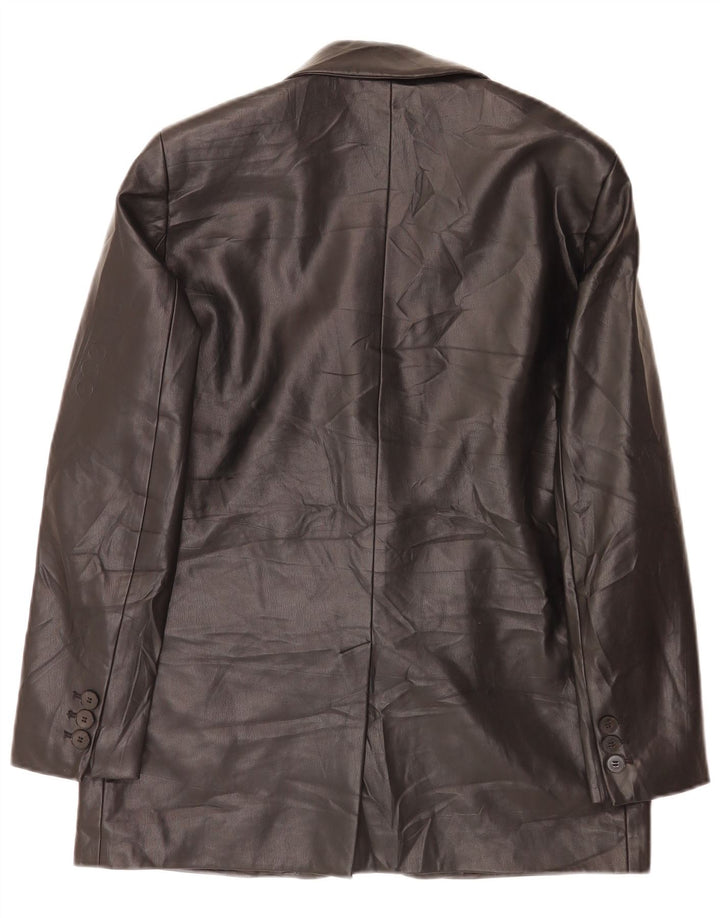Giacca blazer da donna in ecopelle a 2 bottoni Zara UK 14 media nera classica