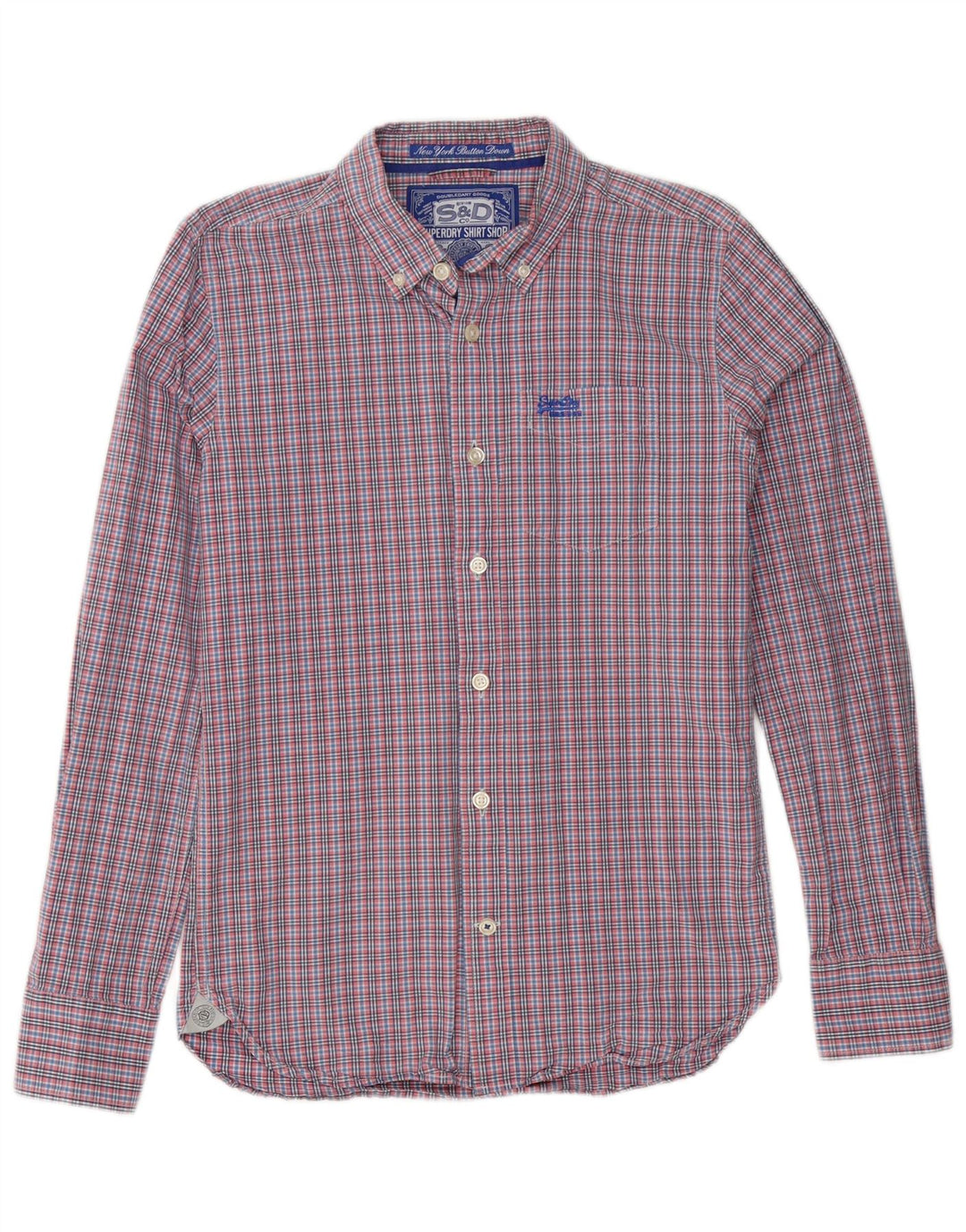 Camicia da uomo Superdry in cotone a quadretti rosa medio