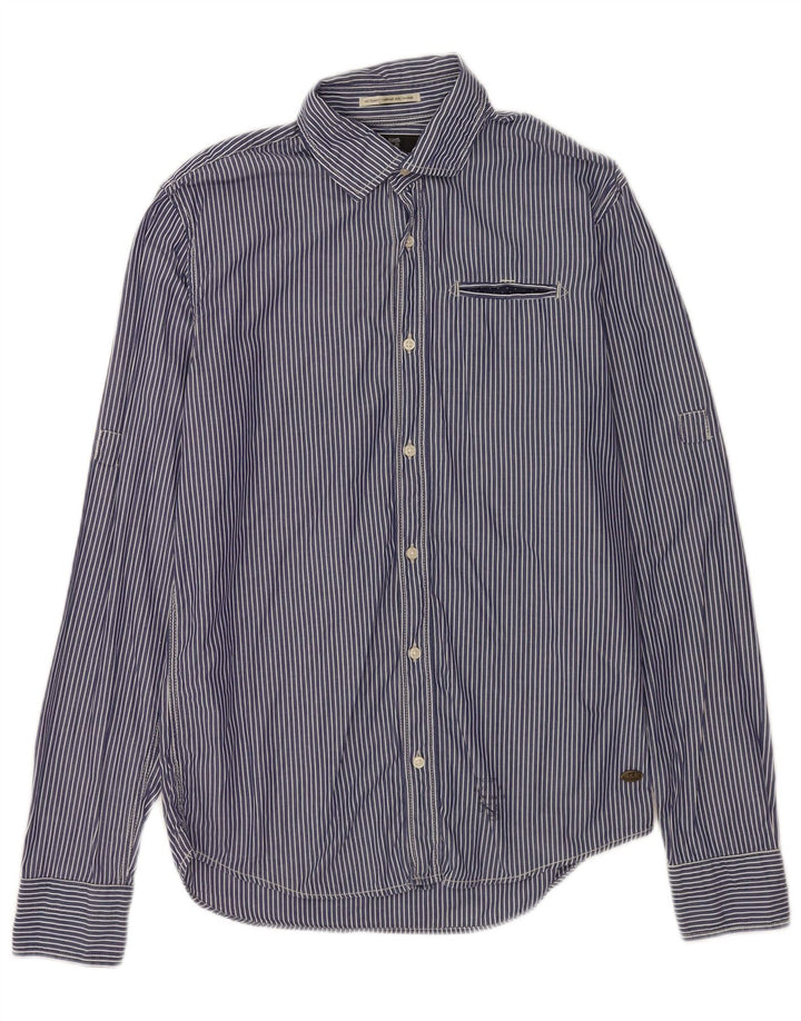 Camicia da uomo Scotch & Soda piccola in cotone a righe blu