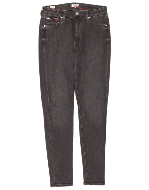 Jeans super skinny da donna a vita alta Tommy Hilfiger W28 L28 cotone grigio