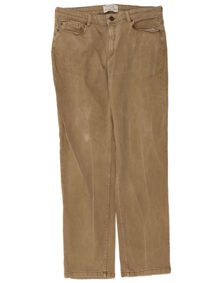 Jeans dritti regolari da uomo Fat Face W38 L32 cotone beige